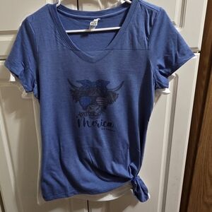 Next Level Apparel Blue Graphic Tie Front T-Shirt